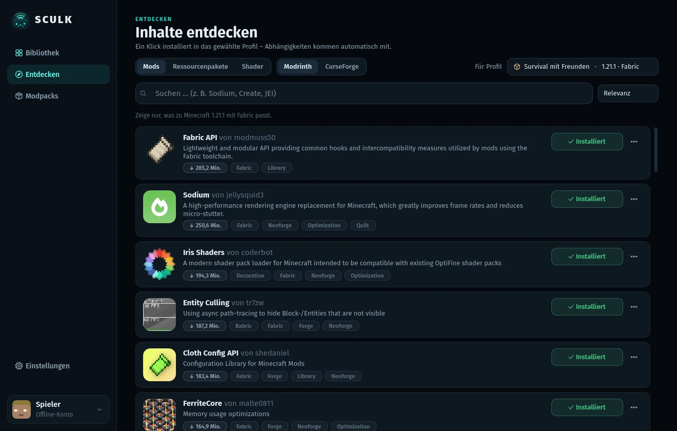 Mod search on Modrinth