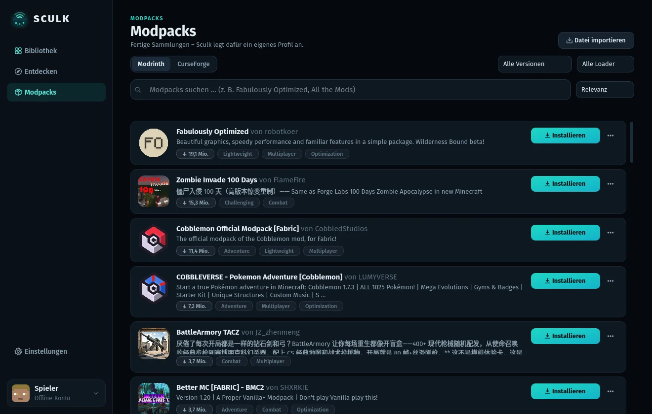 Modpack browser